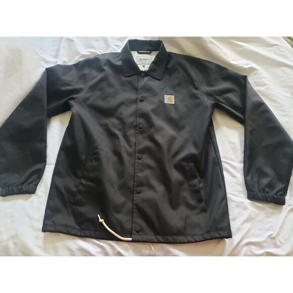 Carhartt WIP Black Watch Coach Jacket Lightweight Mens Medium Stud Button - Picture 1 of 11